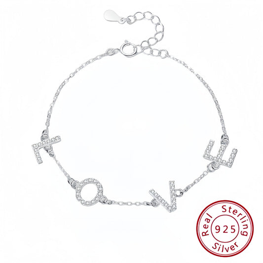 925 Sterling Silver Love Bracelet  Adjustable  women