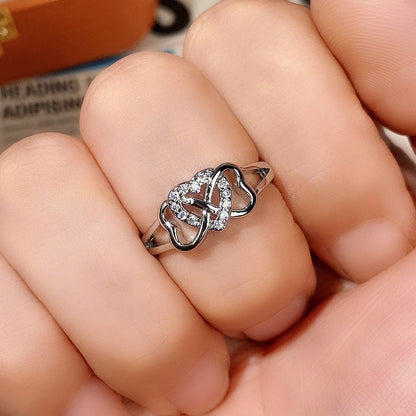 S925 Diamond Heart Shape  Silver Ring  women Adjustable