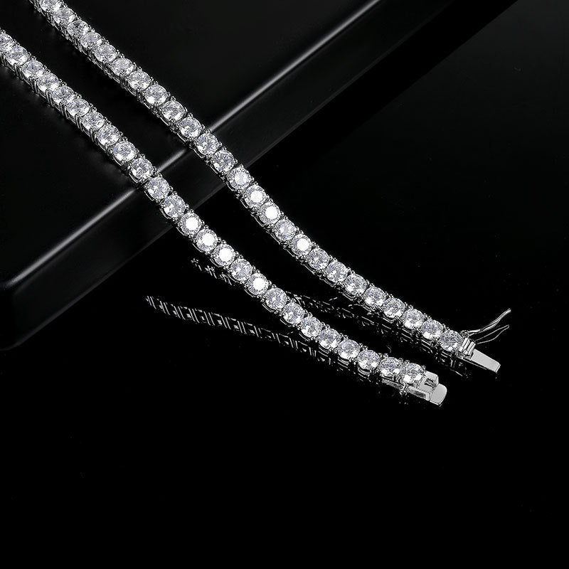 Classic 18K Gold Plated 4-Prong Zircon Tennis Necklace (2mm, 3mm, 4mm, 5mm, 6mm)