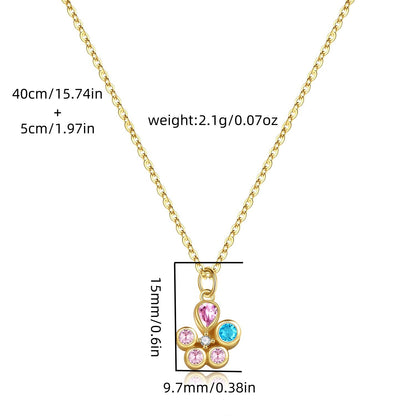 S925 Flower of Happiness Silver Earrings Pendant Necklace Flower Jewelry Set