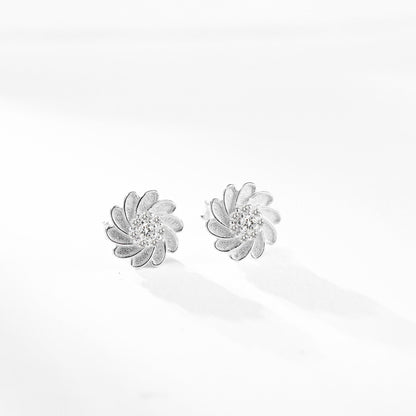 Sterling Silver Sunflower Necklace Set - with Matching Earrings