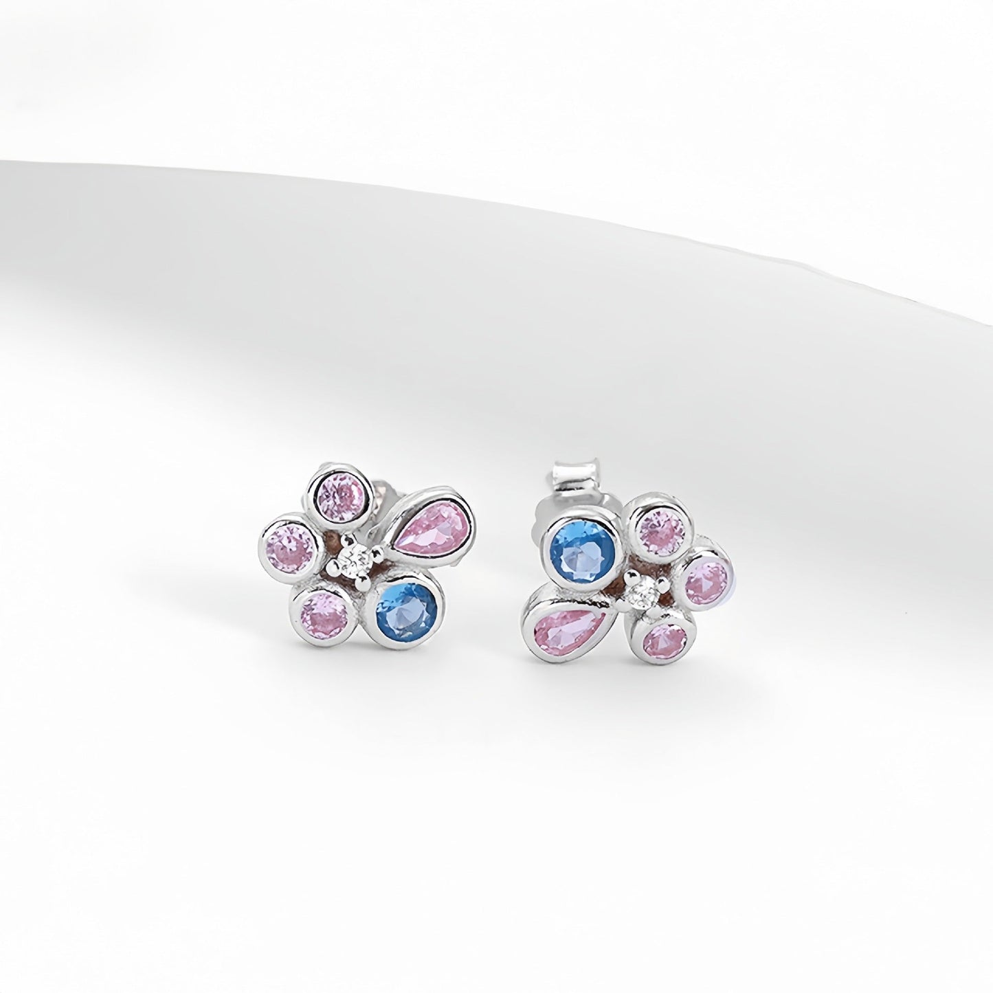 S925 Sterling Silver Flower Jewelry Set - Flower Earrings Flower Pendant Necklace