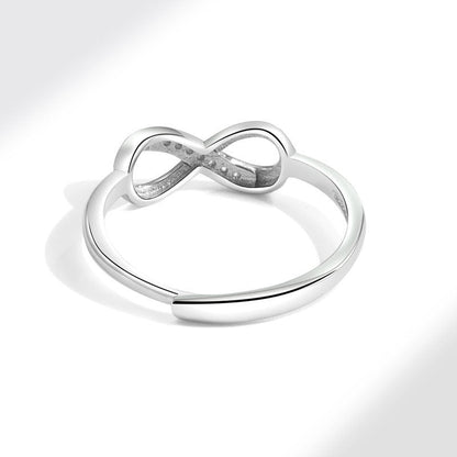 S925 Diamond Infinity Love Silver Ring - Adjustable 8-Shaped