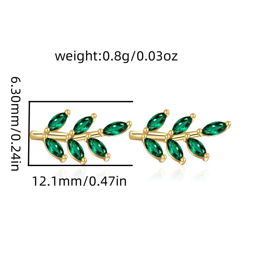 Sterling Silver Earrings Necklace Set - 925 Silver  with Green Design