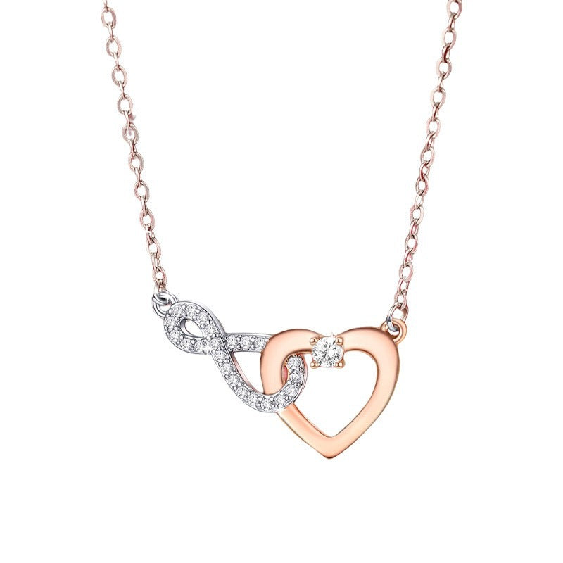 925 Sterling Silver Infinity Heart Necklace for Women