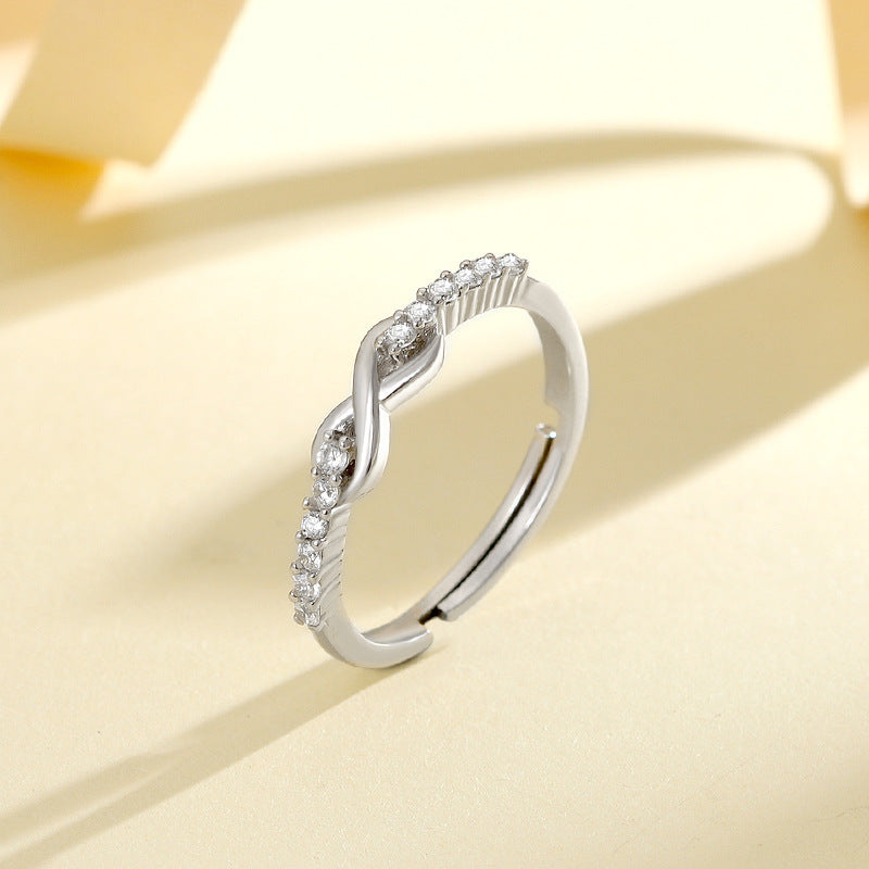 S925 Sterling Silver Infinity Ring - with Diamond Accents