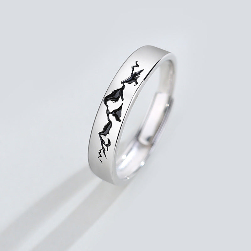 Sterling Silver Love Oath Couple Rings - Retro S925