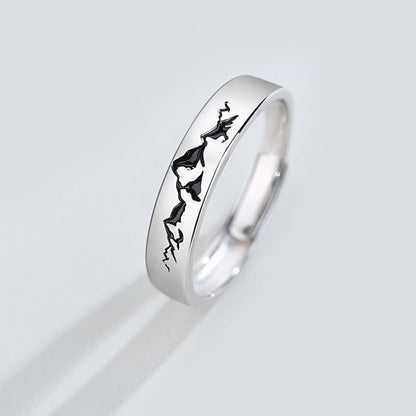 Sterling Silver Love Oath Couple Rings - Retro S925