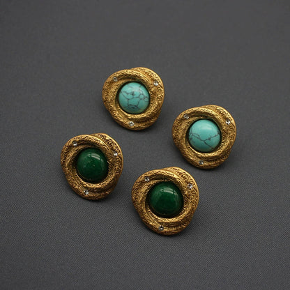 Vintage natural stone court-style earrings