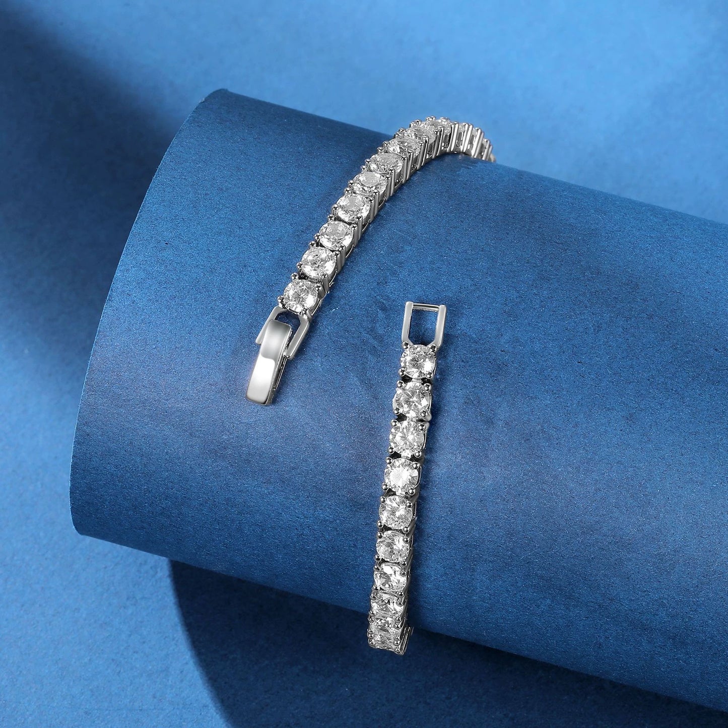 3/4mm Belt Buckle Tennis Bracelet with Four-Prong Setting Zircon