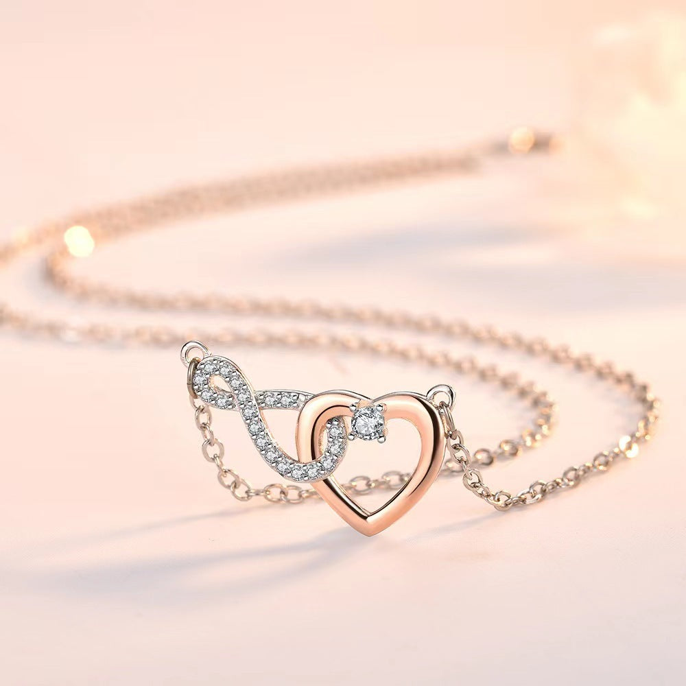 925 Sterling Silver Infinity Heart Necklace for Women