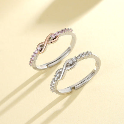 S925 Sterling Silver Infinity Ring - with Diamond Accents