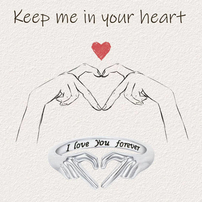 S925 Sterling Silver Heart-Shaped Ring - Love You