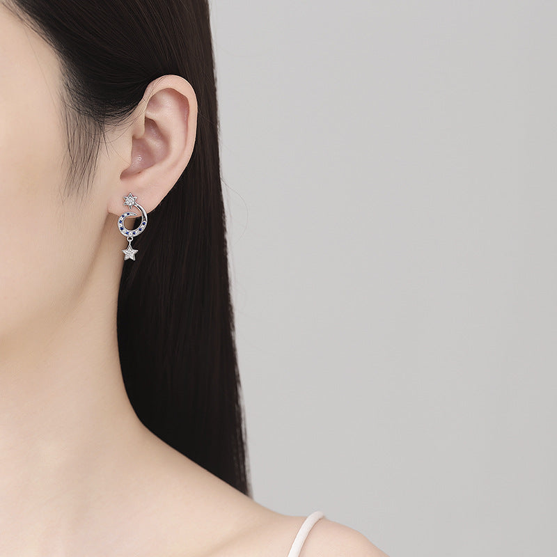 925 sterling silver star and moon earrings women