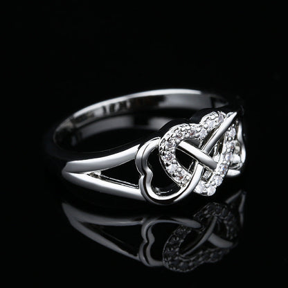 S925 Diamond Heart Shape  Silver Ring  women Adjustable