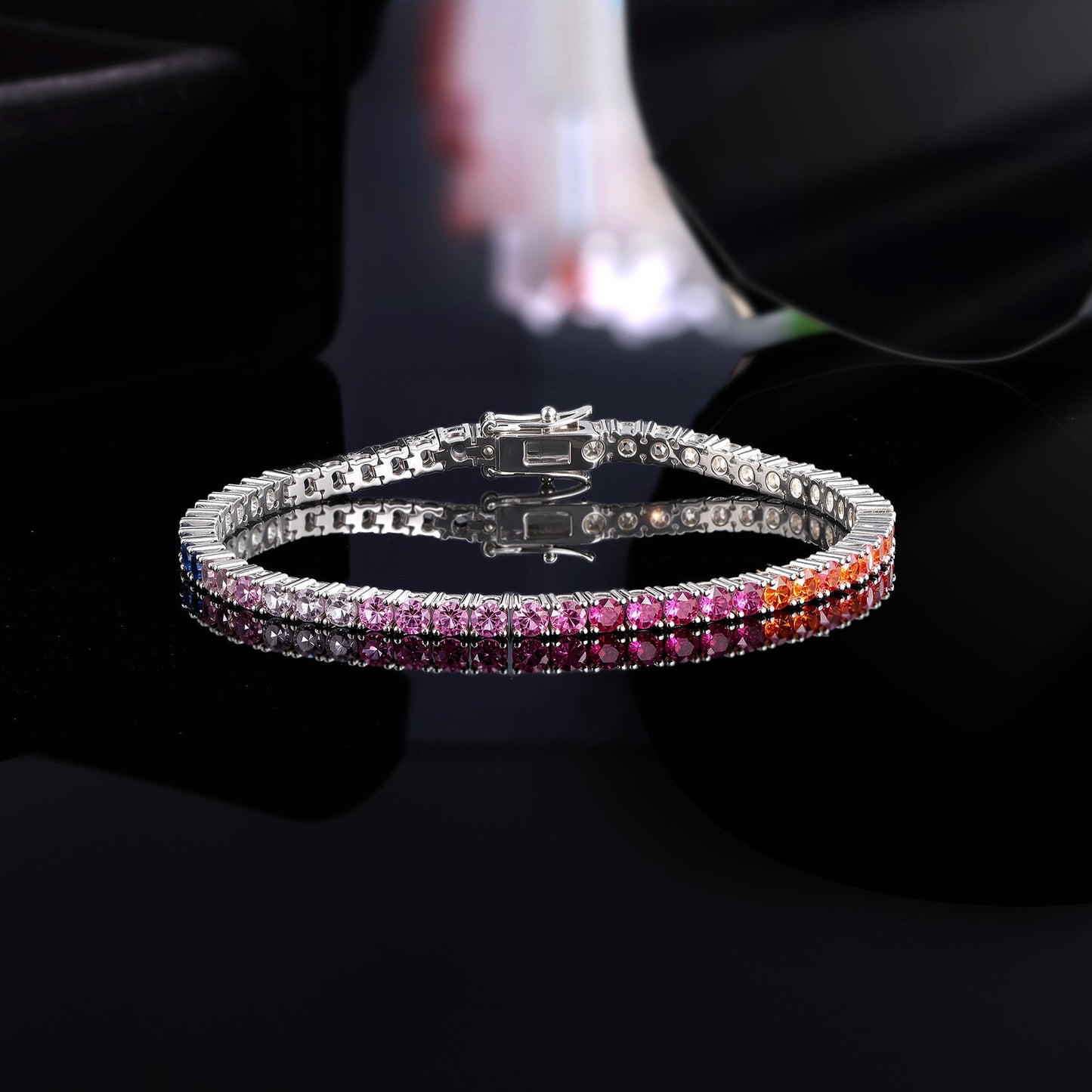 3mm Color Gradient Zirconia Tennis Bracelet, Unisex