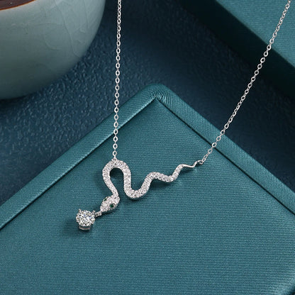 Pavé CZ Snake Pendant Necklace | Sterling Silver