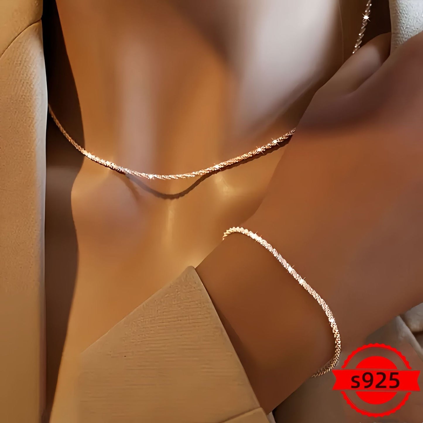 S925 Silver Shimmering Necklace for Men and Women