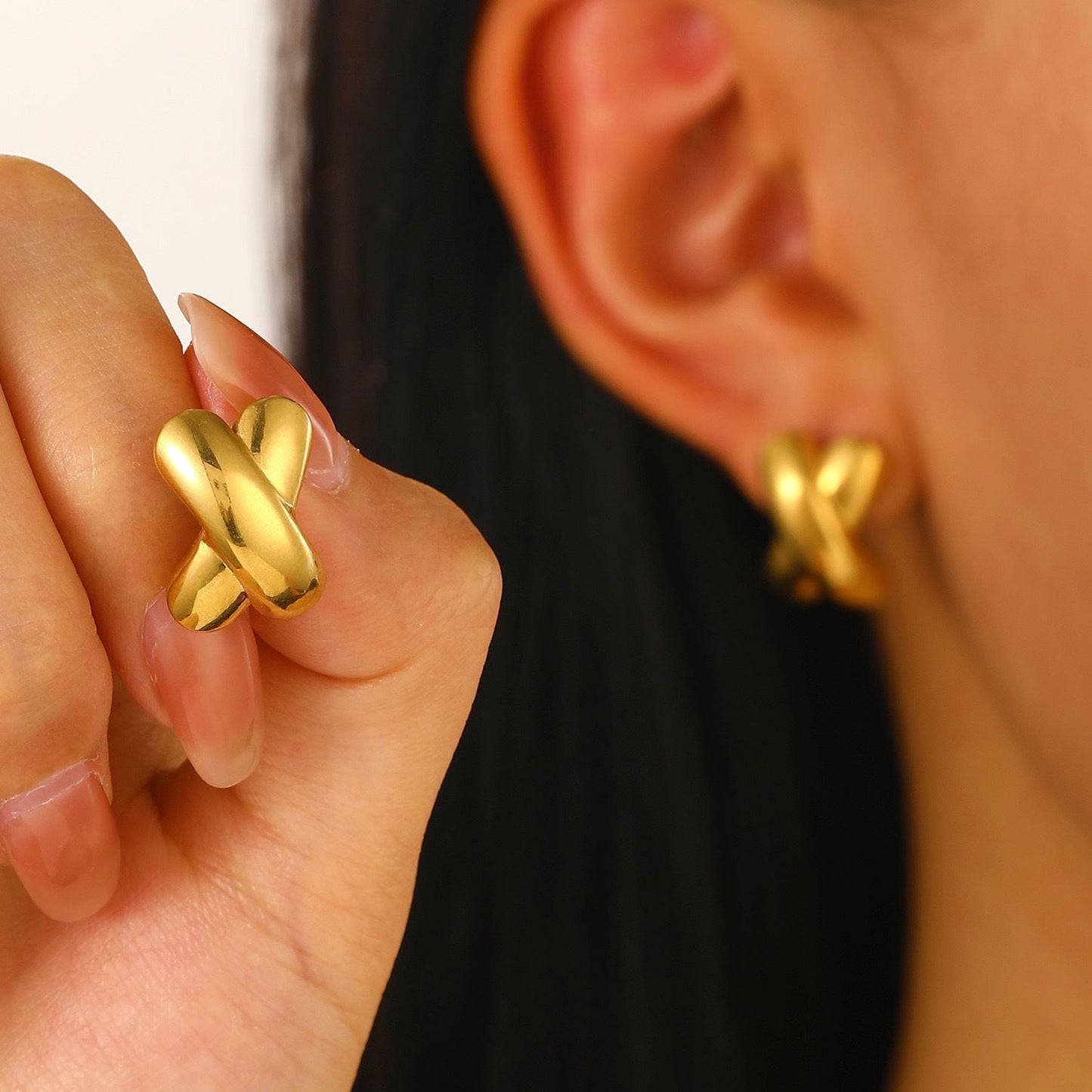 s925 sterling silver cross braided X-shaped earrings