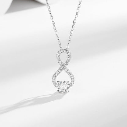 Infinity SymbolDiamond Pendant Silver Necklace S925