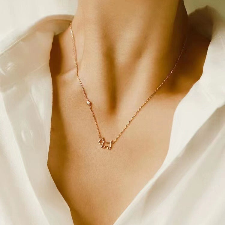 S925 Sterling Silver Cute Puppy Necklace - Adorable Pet Jewelry