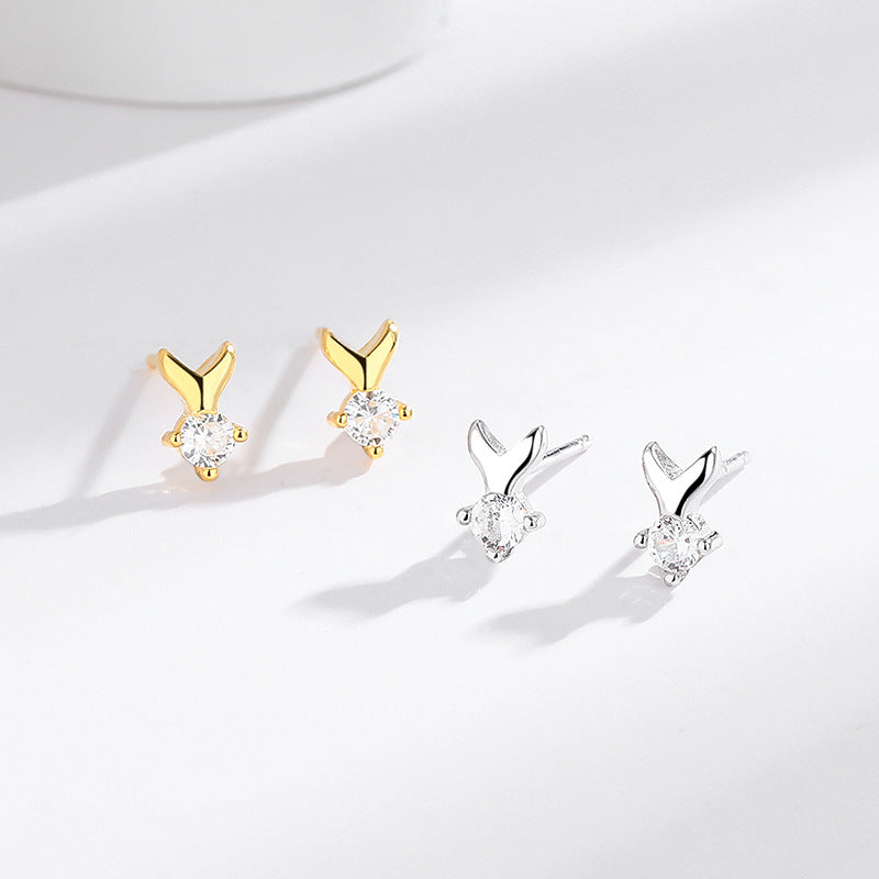 s925 silver fishtail diamond earrings