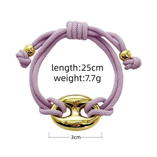 Multicolor "Pig Nose" Oval Braided Cord Bracelet