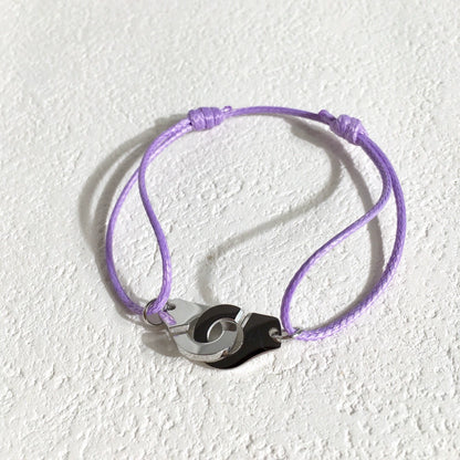 Colorful Braided Waxed Rope Handcuff Bracelet