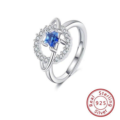 s925 Sterling Silver Saturn Diamond Ring Adjustable