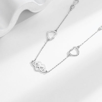 Hollow Heart-Shaped Pendant Silver Necklace S925