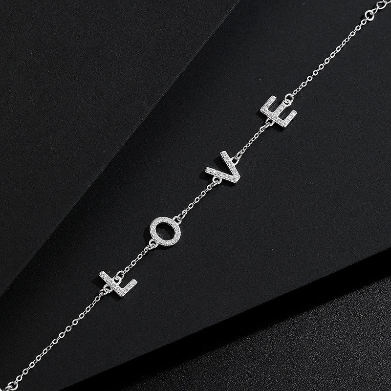 925 Sterling Silver Love Bracelet  Adjustable  women