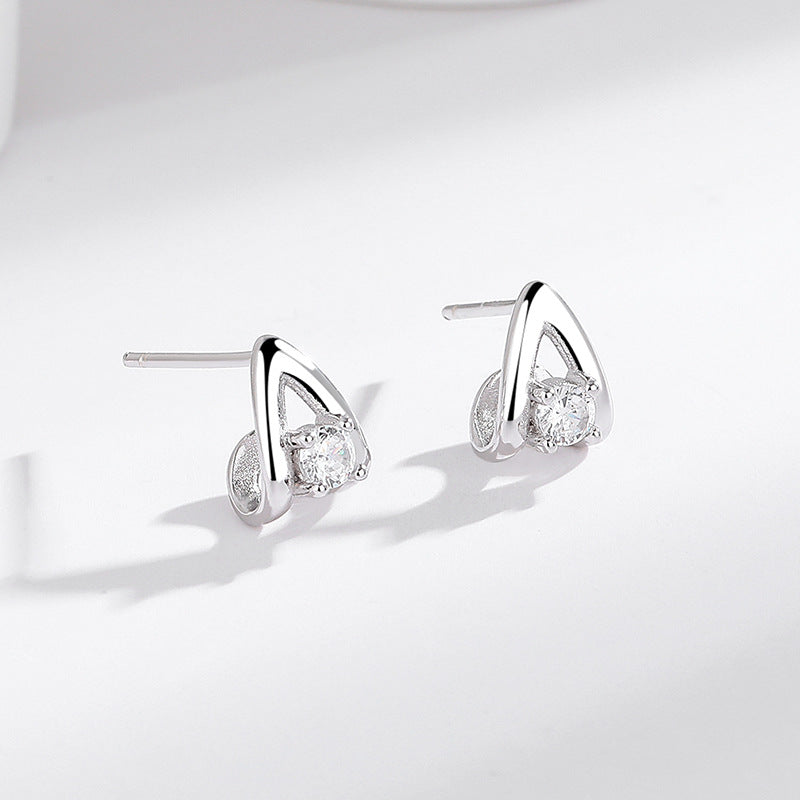 925 Silver Letter A Earrings - Fashionable Diamond Studs for Daily Commuting