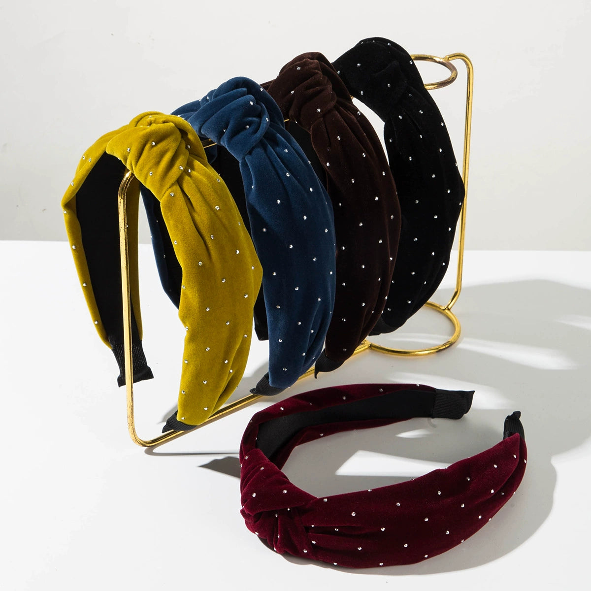 Retro Rhinestone Velvet Solid-Color Headband / Hair Accessory