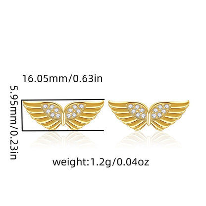 S925 Sterling Silver Angel wings Necklace Earrings Set with Zircon