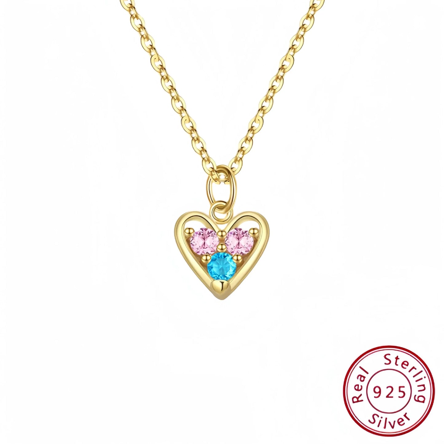 s925 Sterling Silver Heart Necklace Set - Earrings