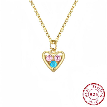 s925 Sterling Silver Heart Necklace Set - Earrings