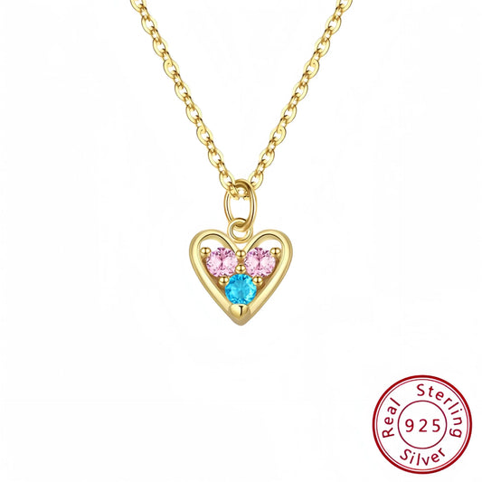 s925 Sterling Silver Heart Necklace Set - Earrings