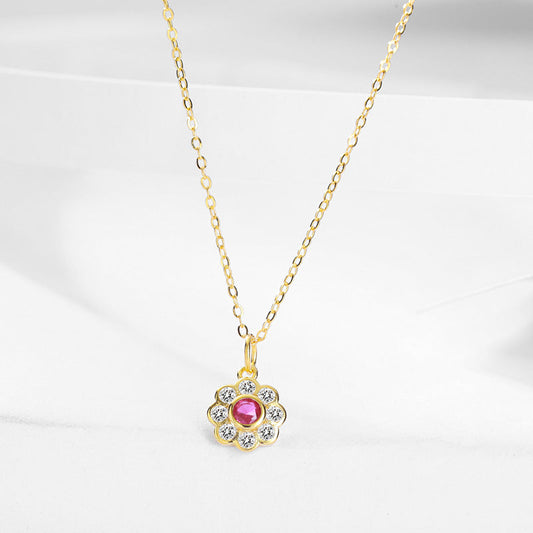s925 sterling silver flower earrings set with diamond clavicle necklace