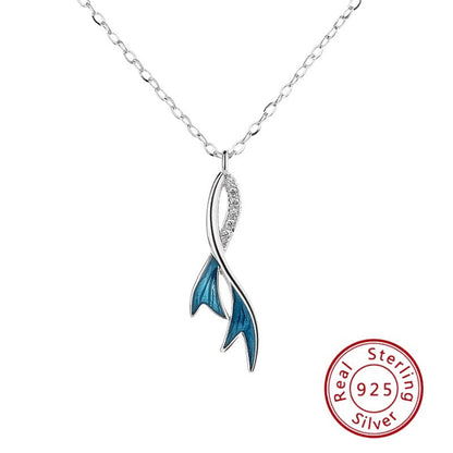 925 Sterling Silver Mermaid Tail Necklace - Ocean Dream Pendant