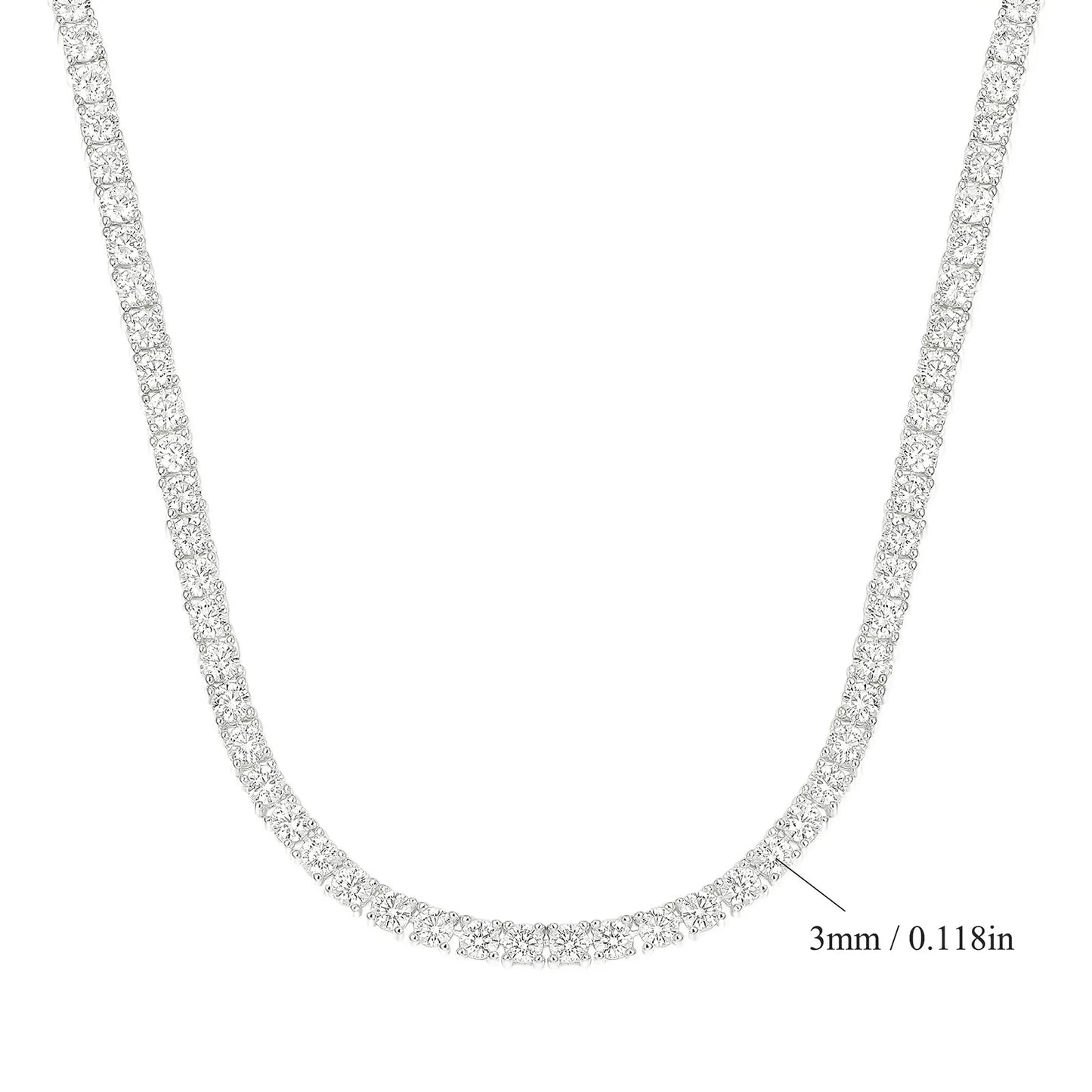 Classic 18K Gold Plated 4-Prong Zircon Tennis Necklace (2mm, 3mm, 4mm, 5mm, 6mm)