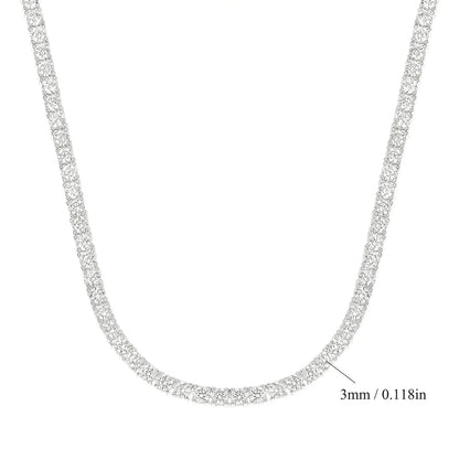 Classic 18K Gold Plated 4-Prong Zircon Tennis Necklace (2mm, 3mm, 4mm, 5mm, 6mm)