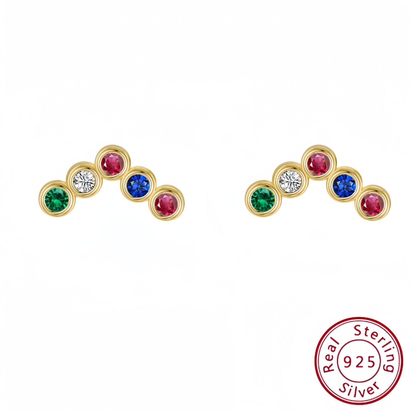 s925 silver round rainbow earrings for women