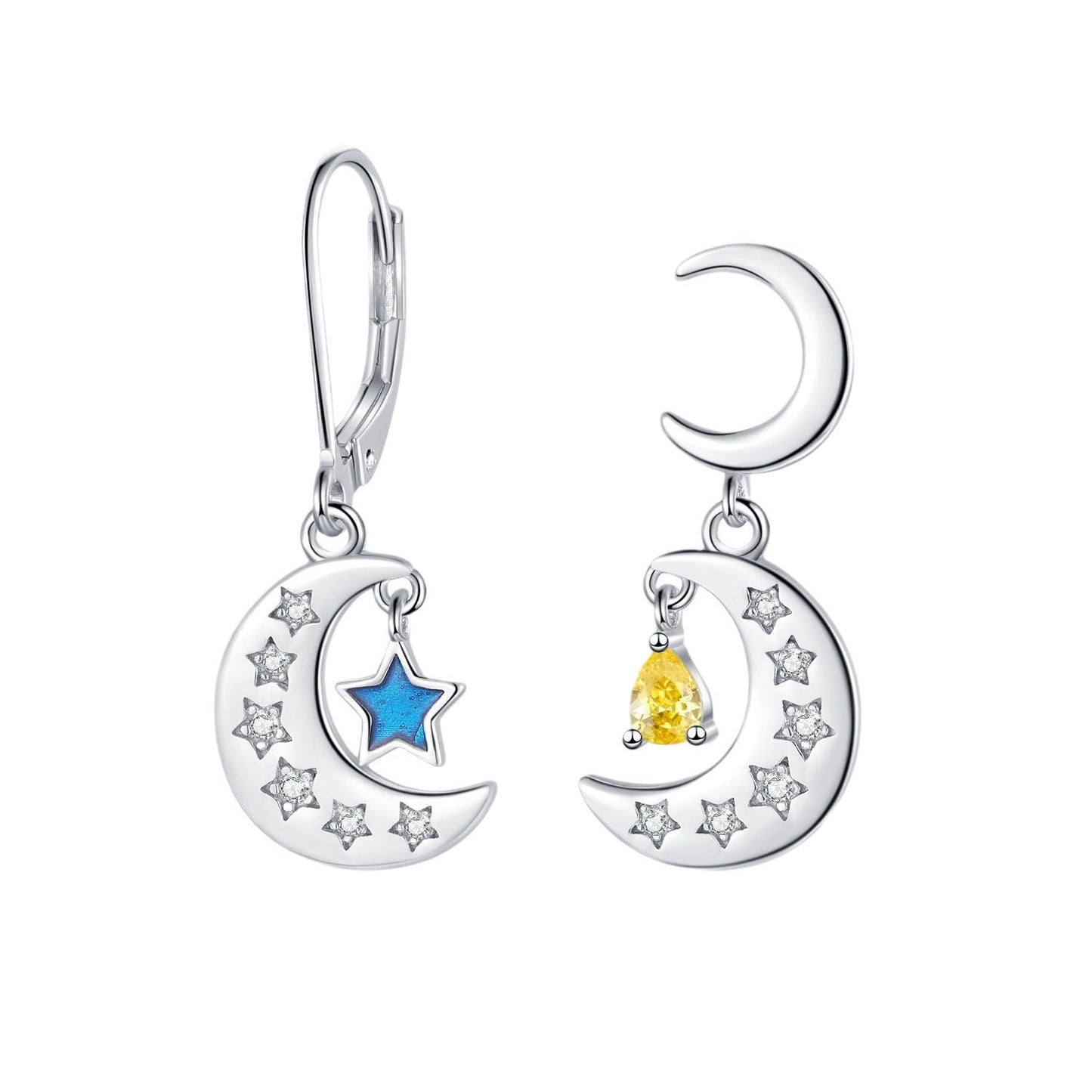 s925 sterling silver starmoon pendant earrings
