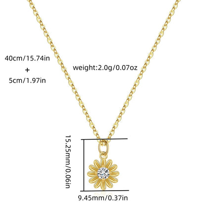 Daisy Flower Silver Earrings Necklace Set in S925 Sterling Silver