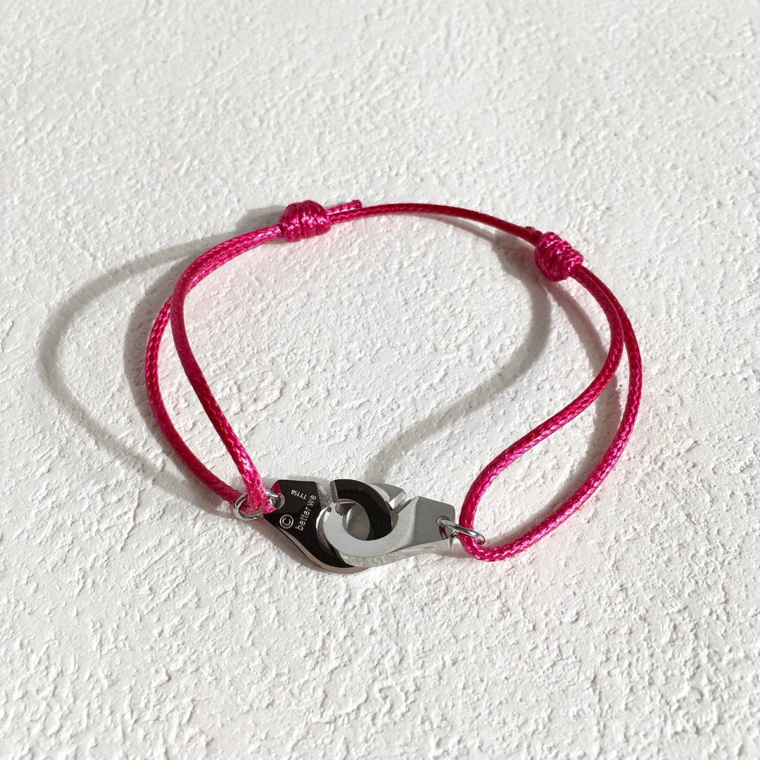 Colorful Braided Waxed Rope Handcuff Bracelet