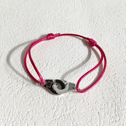 Colorful Braided Waxed Rope Handcuff Bracelet