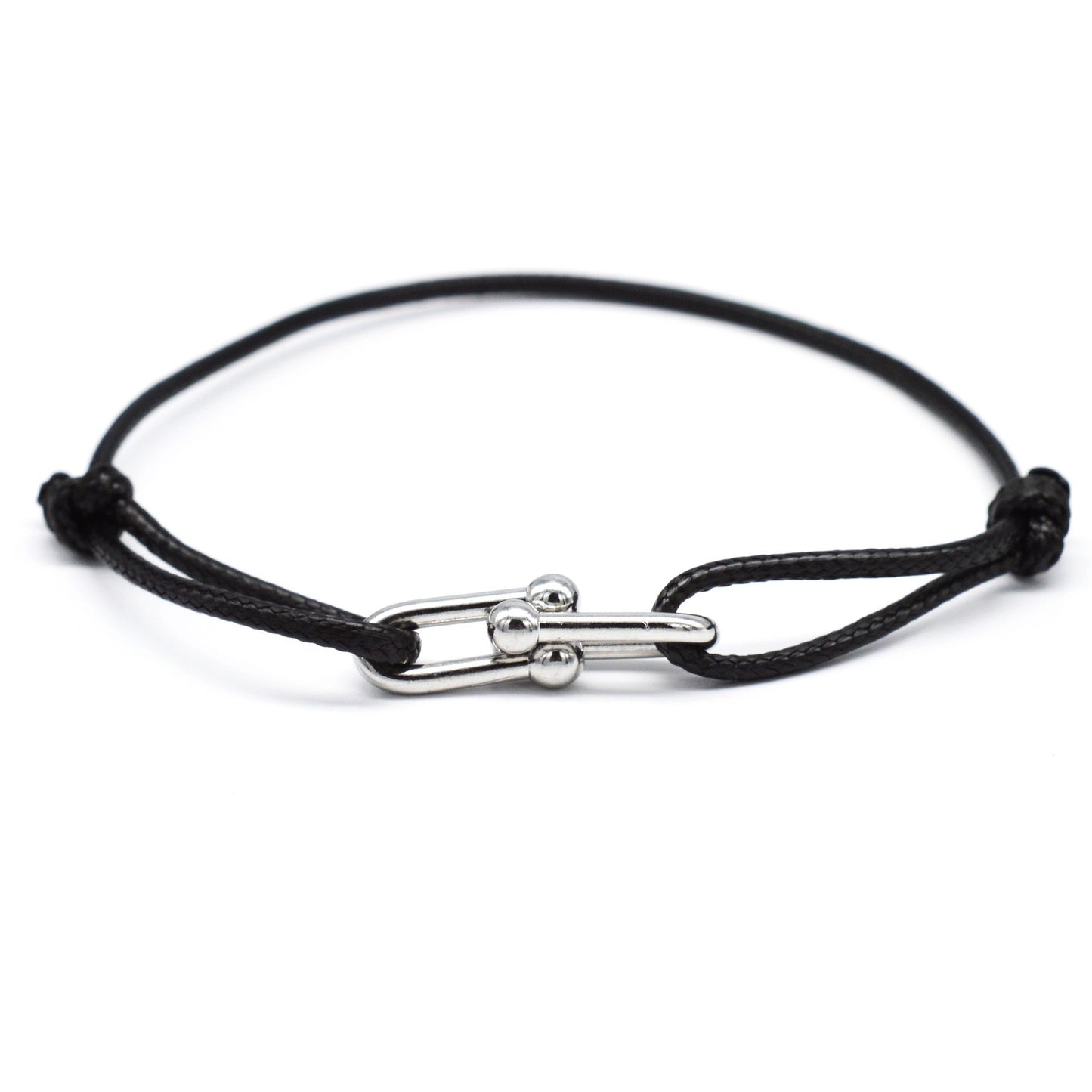 Hand-Woven Rope Bracelet with Horseshoe Clasp
