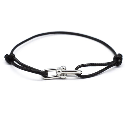 Hand-Woven Rope Bracelet with Horseshoe Clasp