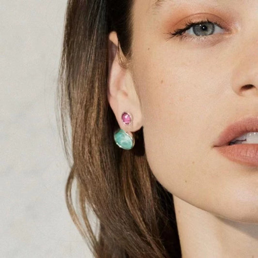 UNOde50 Green Crystal Earrings - Detachable for Two Wearing Methods