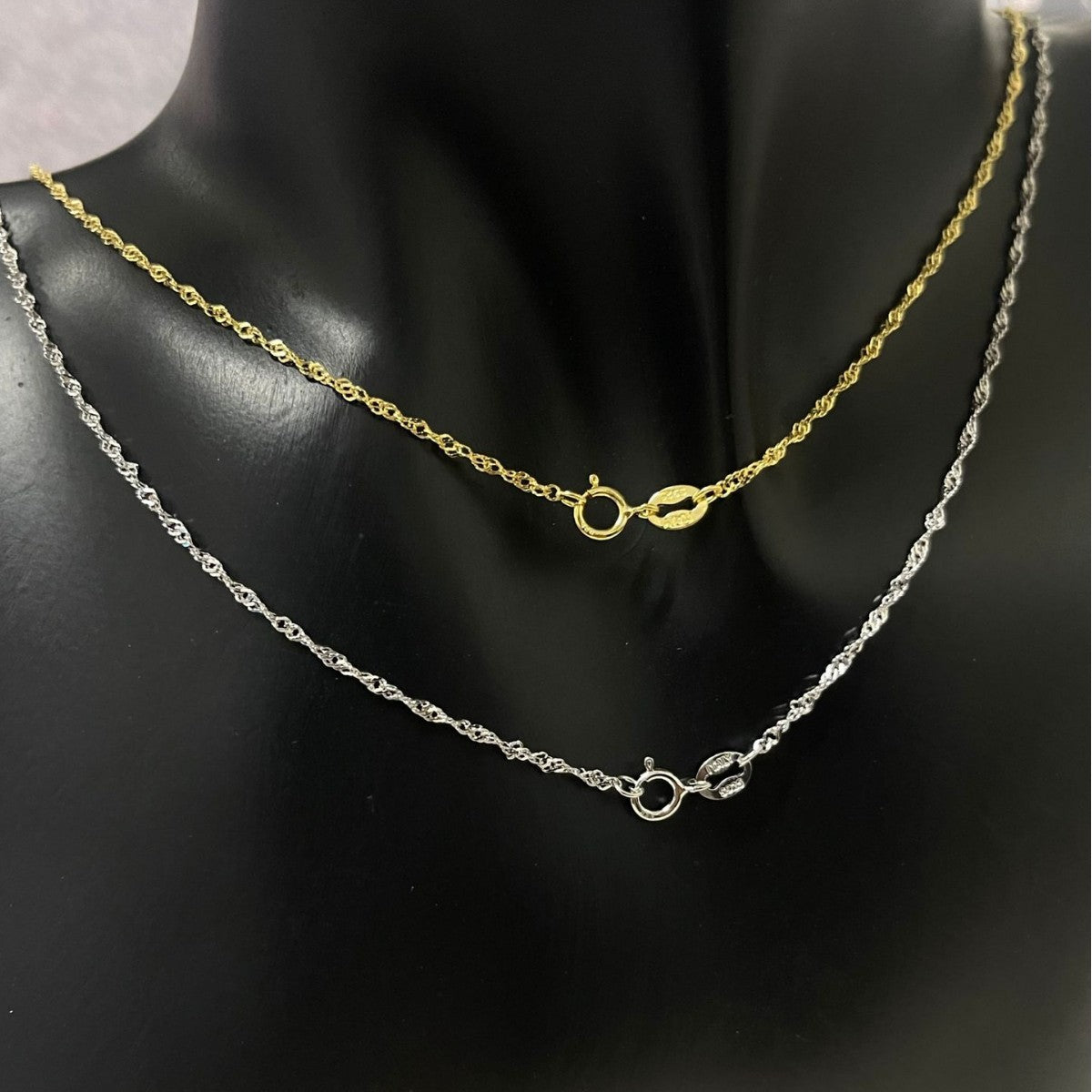 925 Sterling Silver Necklace Wave Chain  Men  Women